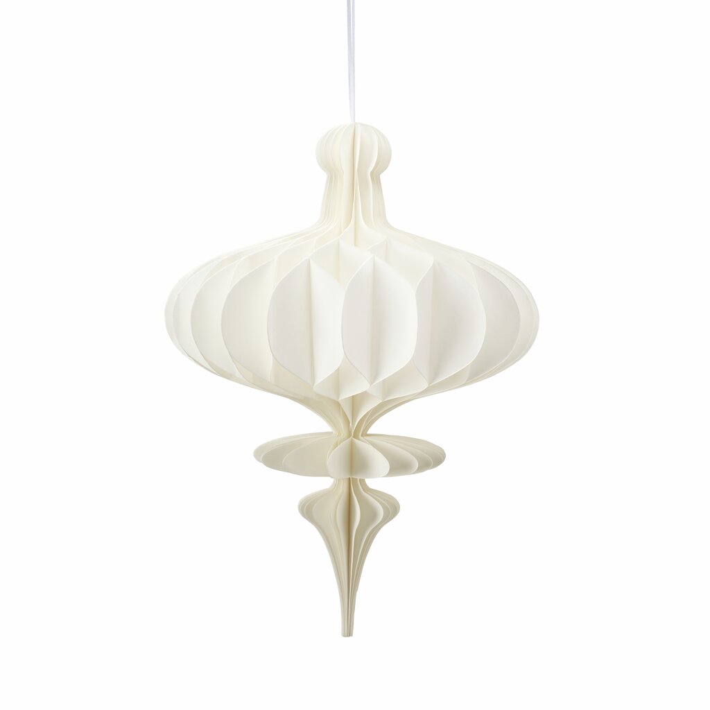Lene Bjerre Passia spinning top honeycomb paper ornament in off white, 23 x 40cm