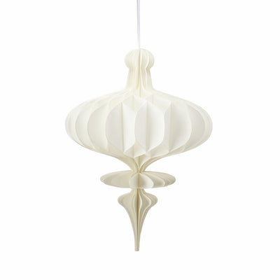 Lene Bjerre Passia spinning top honeycomb paper ornament in off white, 23 x 40cm