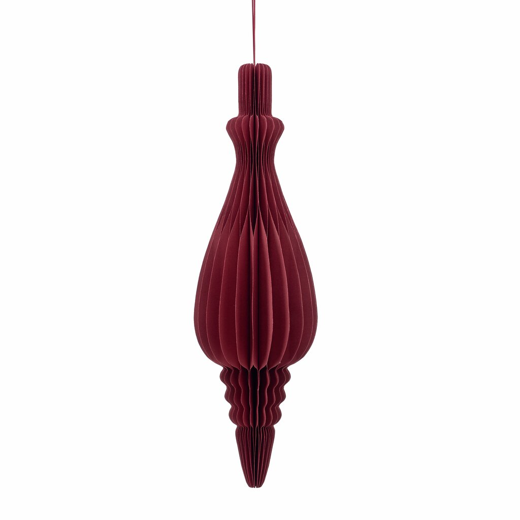 Lene Bjerre Passia teardrop honeycomb paper ornament in burgundy, 17 x 50cm