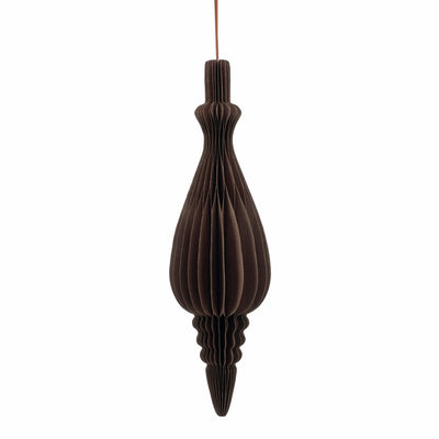 Lene Bjerre Passia teardrop honeycomb paper ornament in chocolate brown, 17 x 50cm
