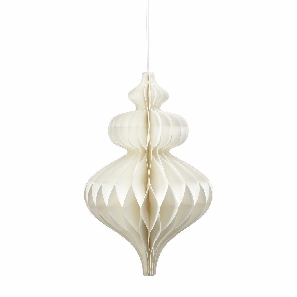 Lene Bjerre Passia tiered drop honeycomb paper ornament in off white, 22.5 x 35cm