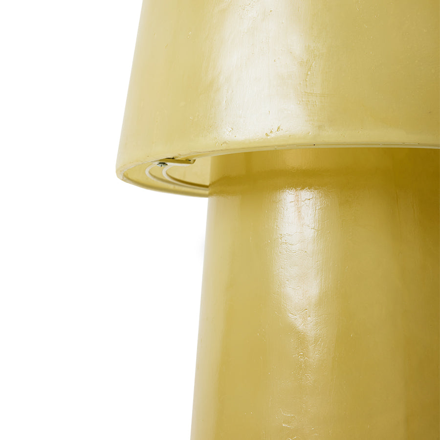 Close-up of the shade and base join on the HKLIVING Glassfibre Floor Lamp in Soft Green showing construction detail