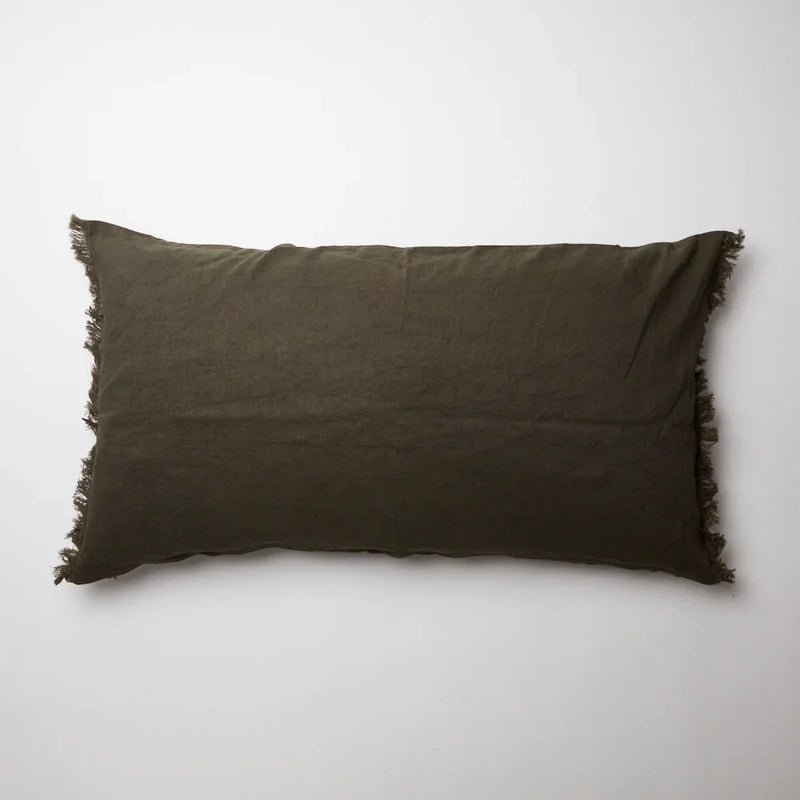Livia mole brown cotton and linen cushion 50x90 cm by Olsson & Jensen