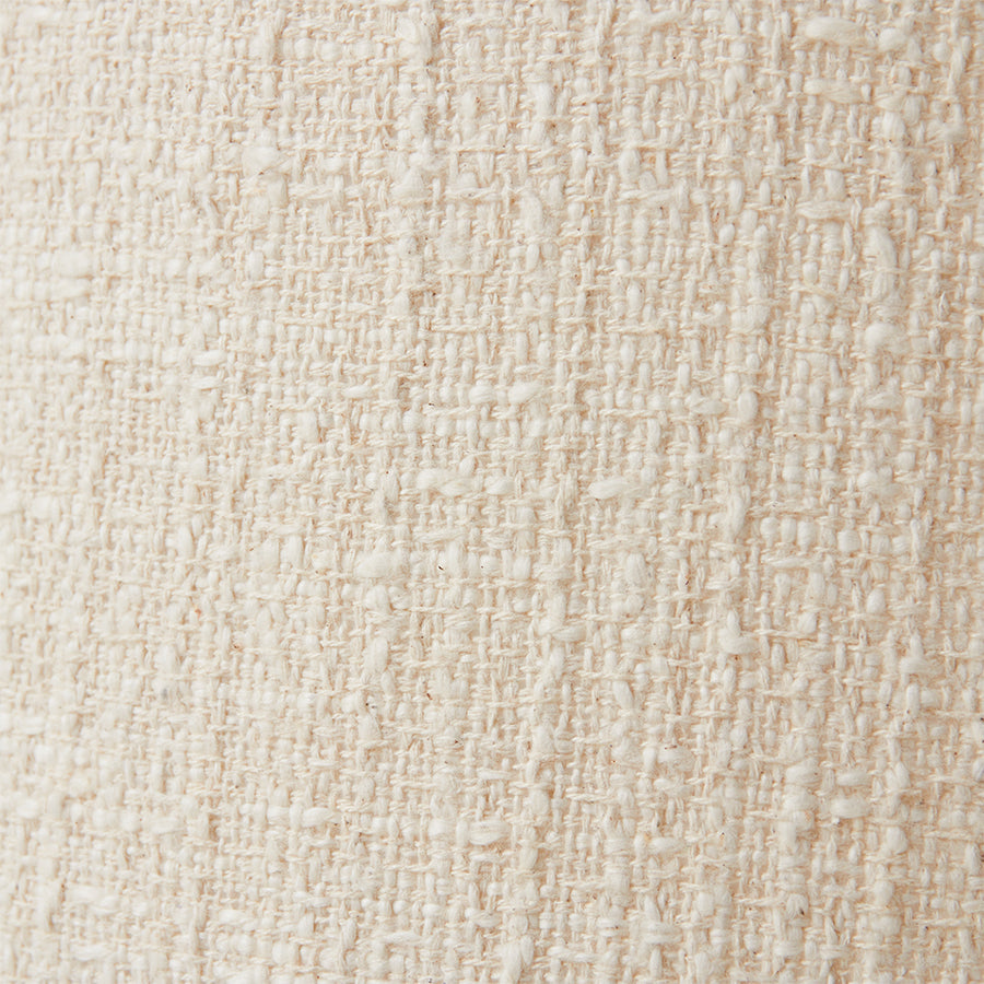 close up of cream boucle lampshade by HKLIVING showing soft linen texture