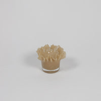 Loa beige hand-blown glass ruffled tealight holder by Olsson & Jensen
