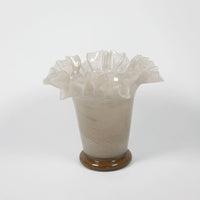 Loa taupe hand-blown glass ruffled vase by Olsson & Jensen