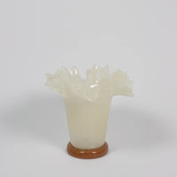 Loa vanilla hand-blown glass ruffled vase by Olsson & Jensen