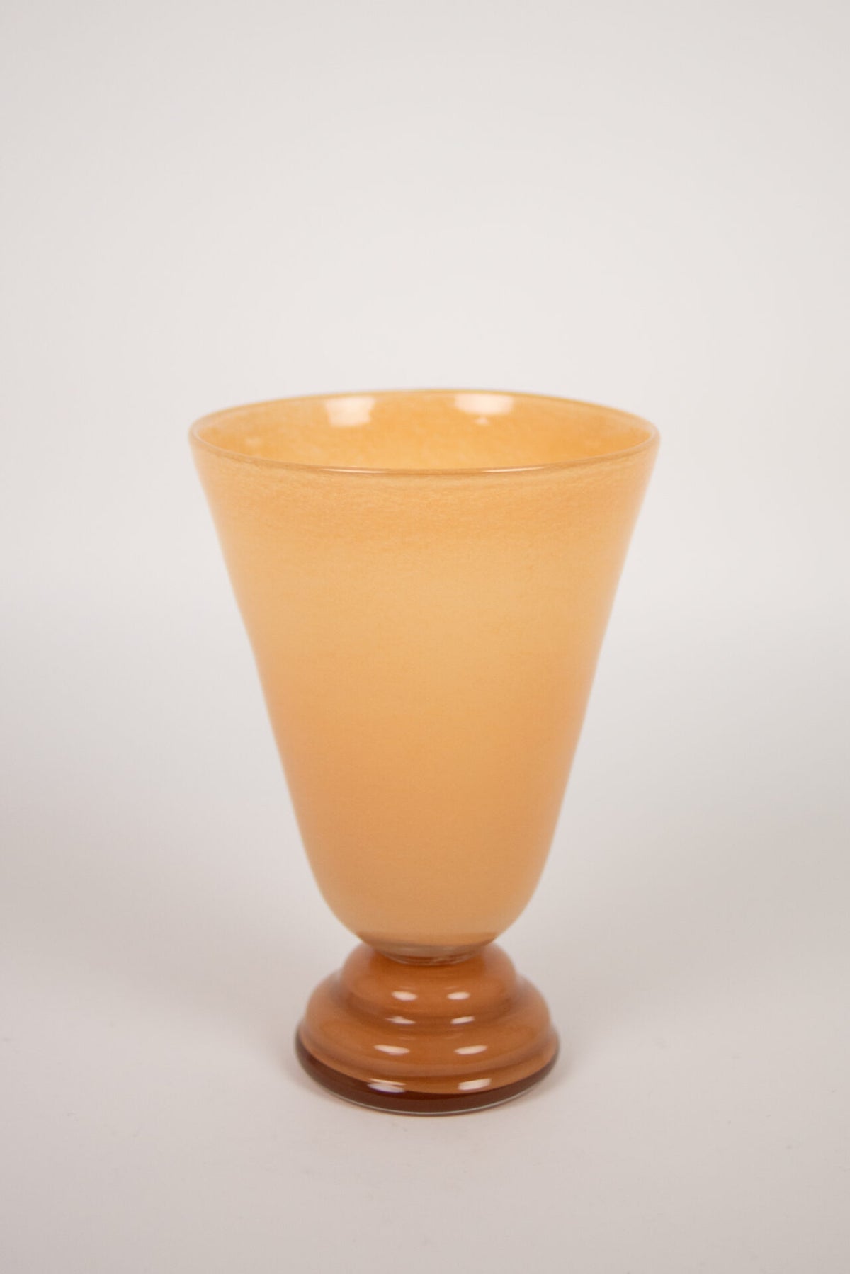Lolli large peach glass vase with an amber foot by Olsson & Jensen, 29 cm