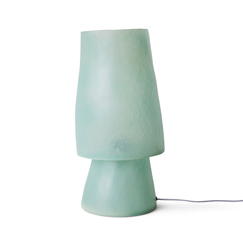 HKLIVING Glassfibre Table Lamp in Petrol Blue on white background showing full elongated silhouette and cord