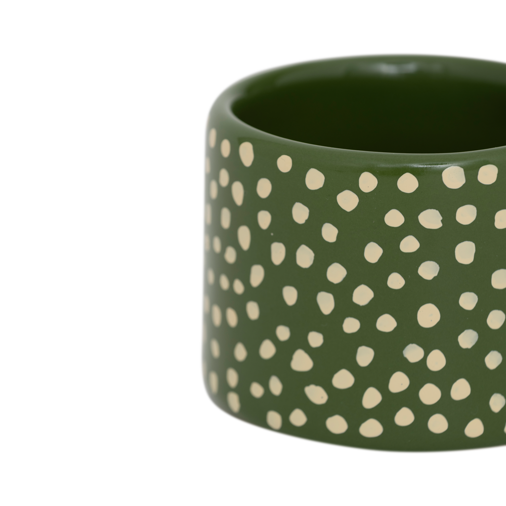 Detail of the hand-painted dots on the Lucan tealight holder