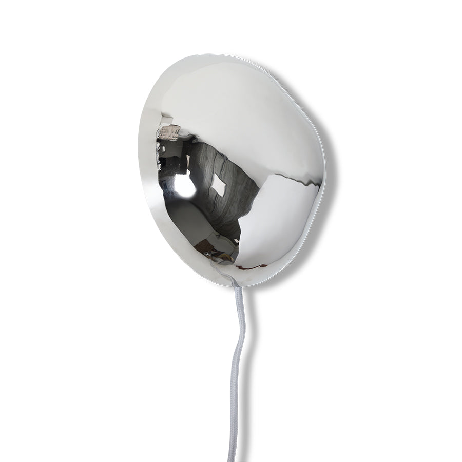Side view of HKLIVING polished chrome orb wall lamp showing dome profile on white background