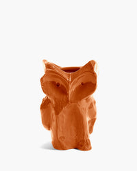 Designer orange owl vase as a sculptural décor piece by Marni x Serax