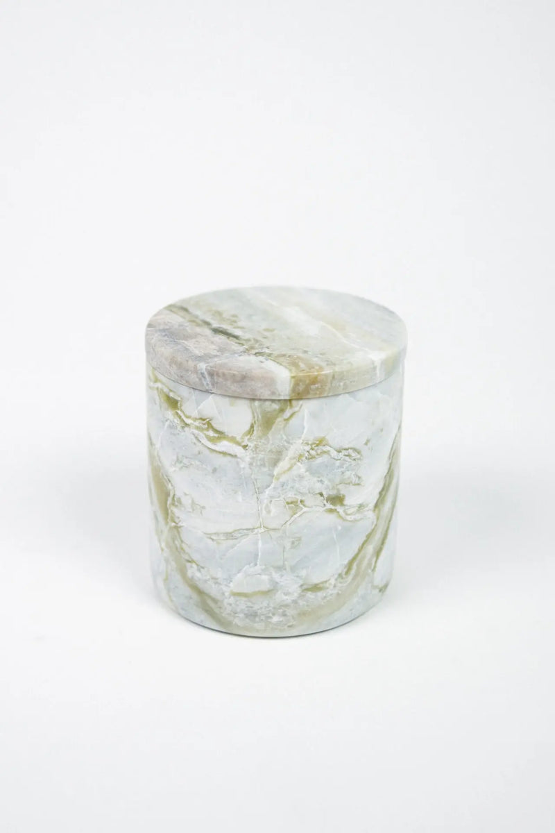 Mauro blood orange and grapefruit candle in a green marble holder by Olsson & Jensen