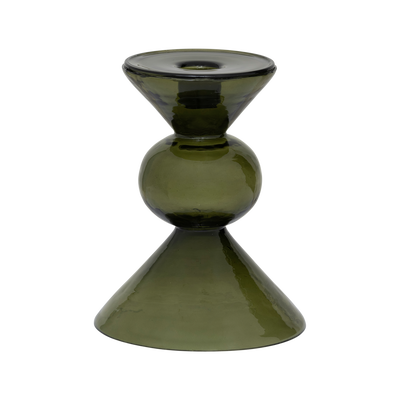Mesi stacked recycled glass candlestick in bottle green by Urban Nature Culture