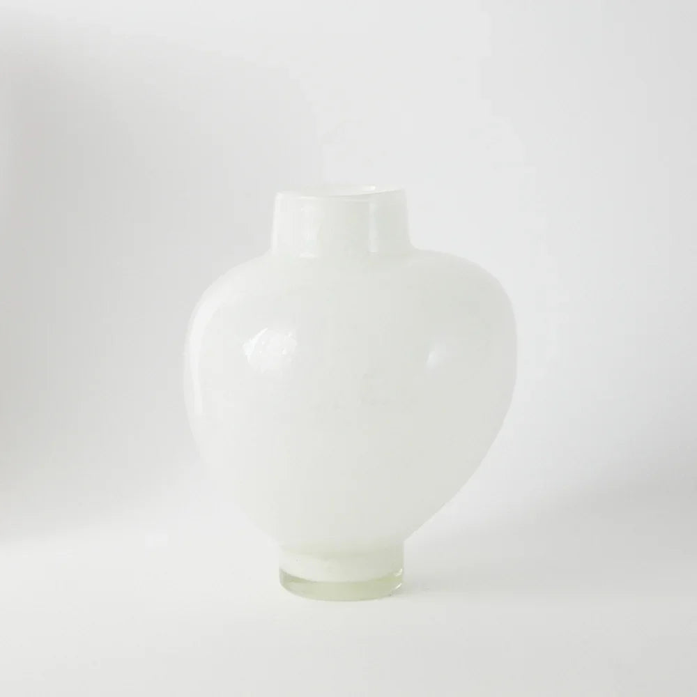Mila large white glass vase with an irregular shape by Olsson & Jensen