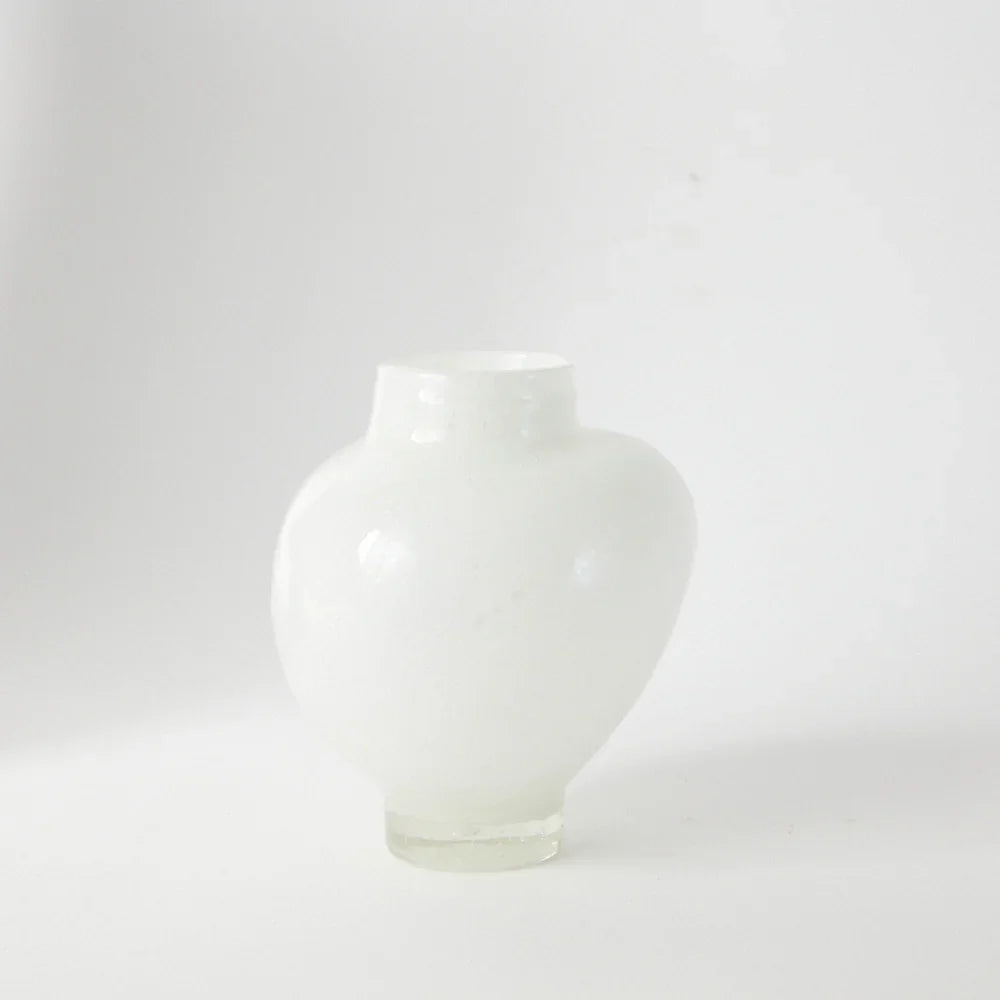 Mila small white glass vase with an irregular shape by Olsson & Jensen