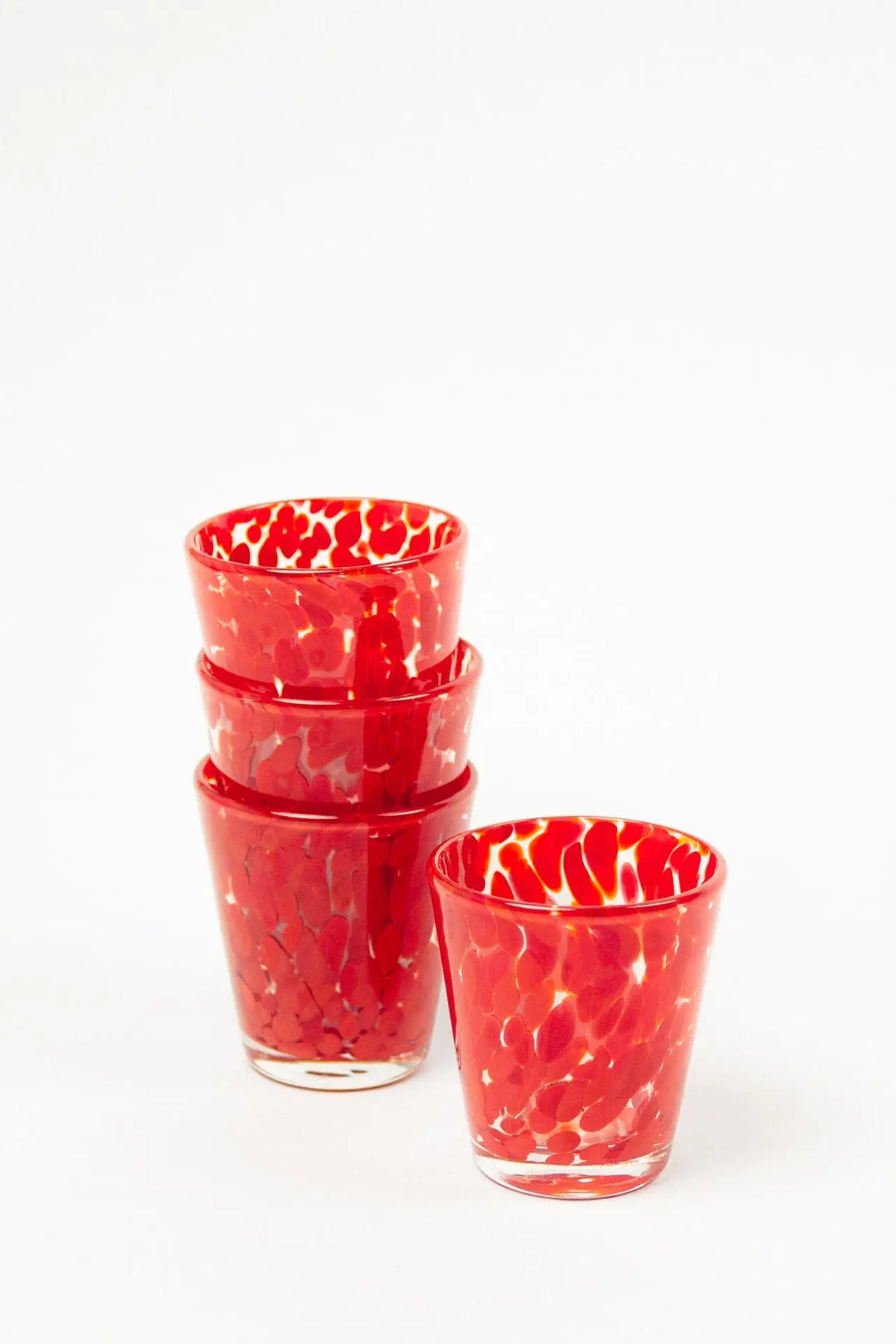 Stack of Milano red speckled glasses by Olsson & Jensen