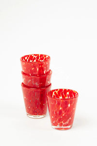 Stack of Milano red speckled glasses by Olsson & Jensen