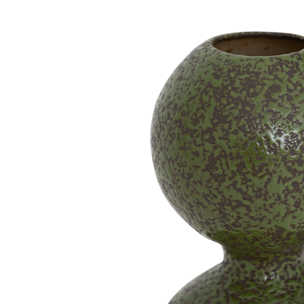 Detail of the moss green reactive glaze on the Mio vase