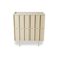 Beige cabinet with grid design on a white background