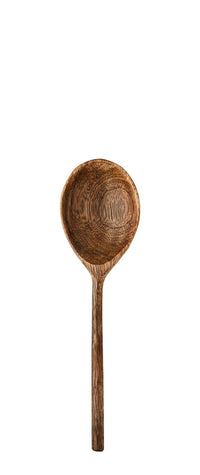 rustic carved wooden spoons styled inside vintage stone bowls

