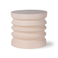 Stoneware side table cream by hkliving with ribbed sculptural design