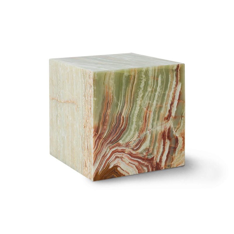 HKLIVING onyx marble block table, three-quarter view on a white background