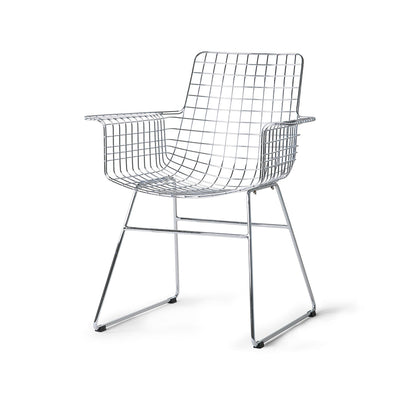 Metal Wire Chair with Arms by HKLIVING Available in Silver, Brass, and Black