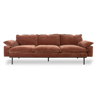 Retro Sofa, Deep Terracotta Rust Velvet, 4-Seater, 3-Seater, Royal Velvet magnolia by HKLIVING