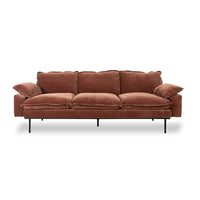 Retro Sofa, Deep Terracotta Rust Velvet, 4-Seater, 3-Seater, Royal Velvet magnolia by HKLIVING