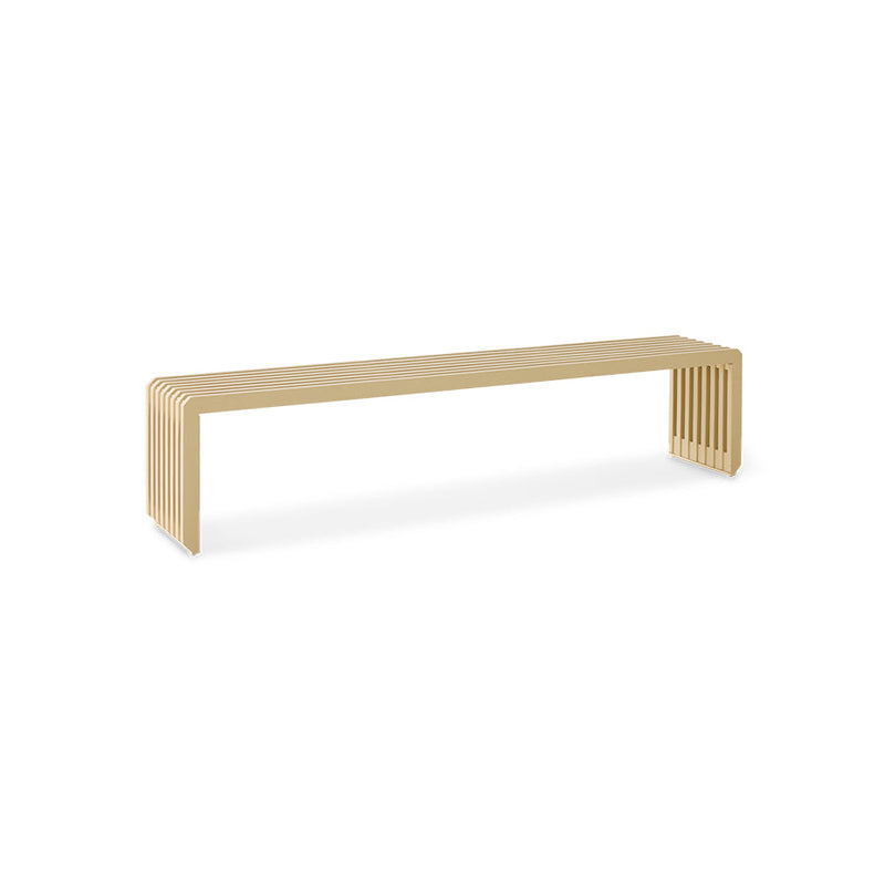 HKLIVING sand slim slatted bench, three-quarter view on a white background