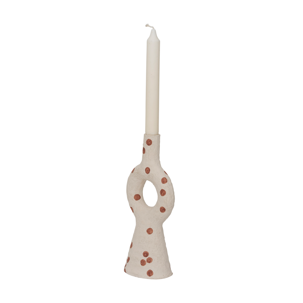 Side view of the Nao candle holder holding a dinner candle