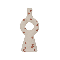 Nao candle holder in almond with terracotta dots and a circular cut-out, by Urban Nature Culture