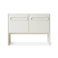 Bright white space-age dresser by hkliving with clean lines and ample storage.