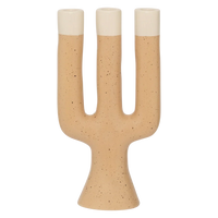 Nox three-arm candle holder in apricot with cream tips by Urban Nature Culture