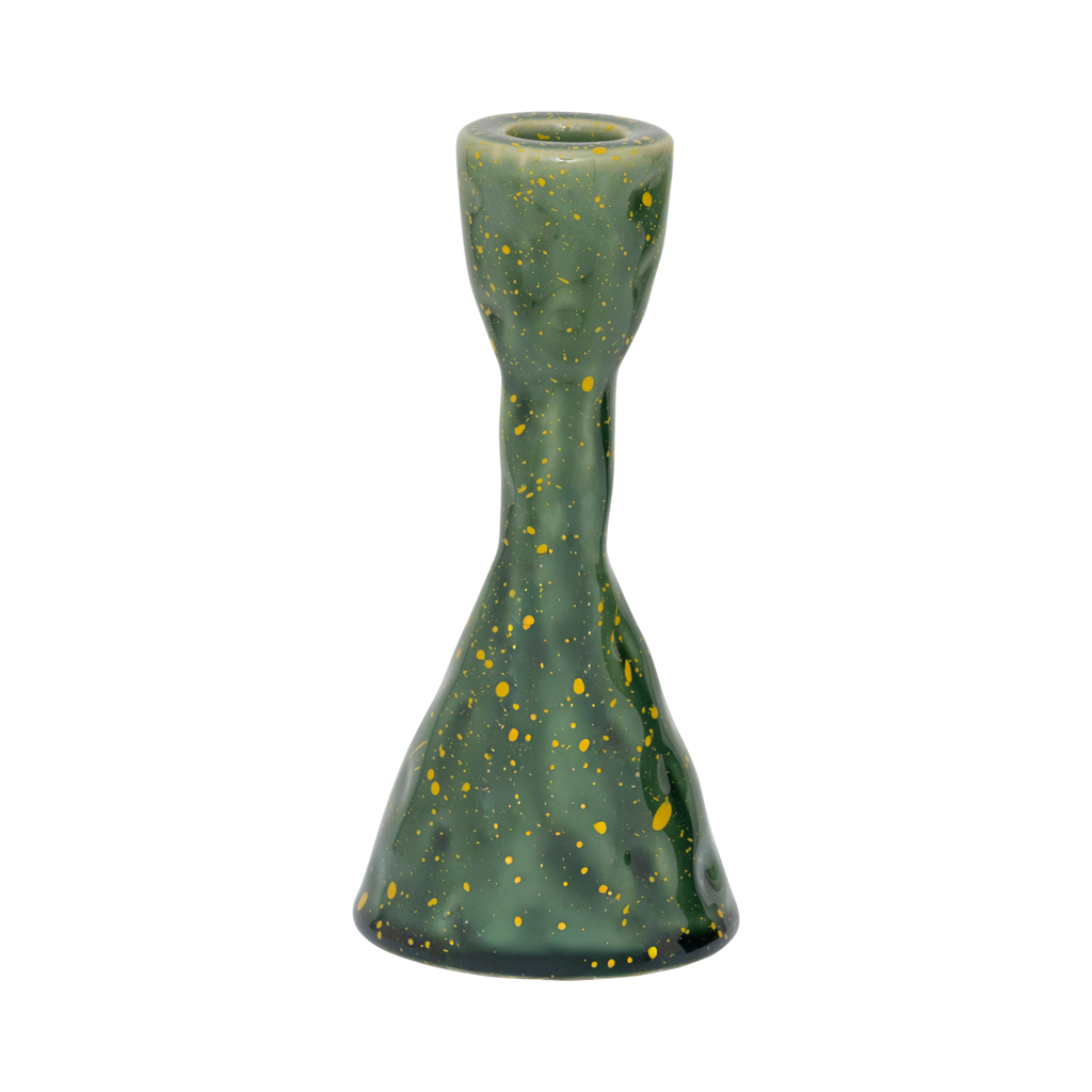 Oto tapered candlestick in speckled forest green by Urban Nature Culture