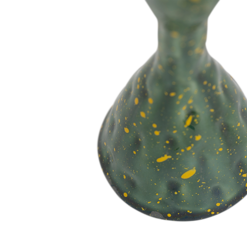 Oto candle holder glaze detail showing yellow and green tones