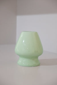 glossy pastel green ceramic chasen stand for bamboo matcha whisk
