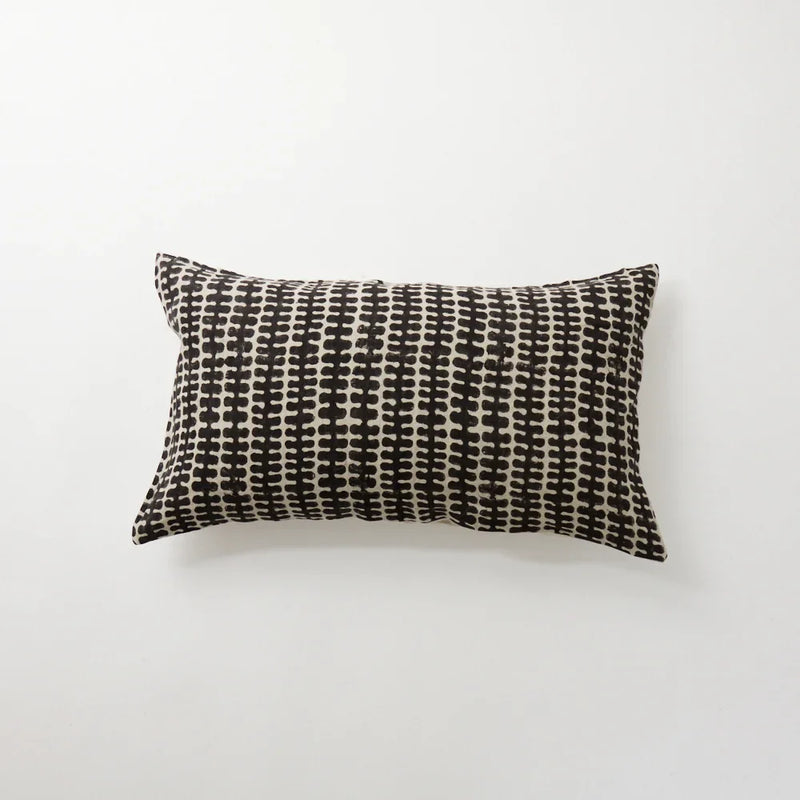 Plus black and white woven linen cushion 40x70 cm by Olsson & Jensen