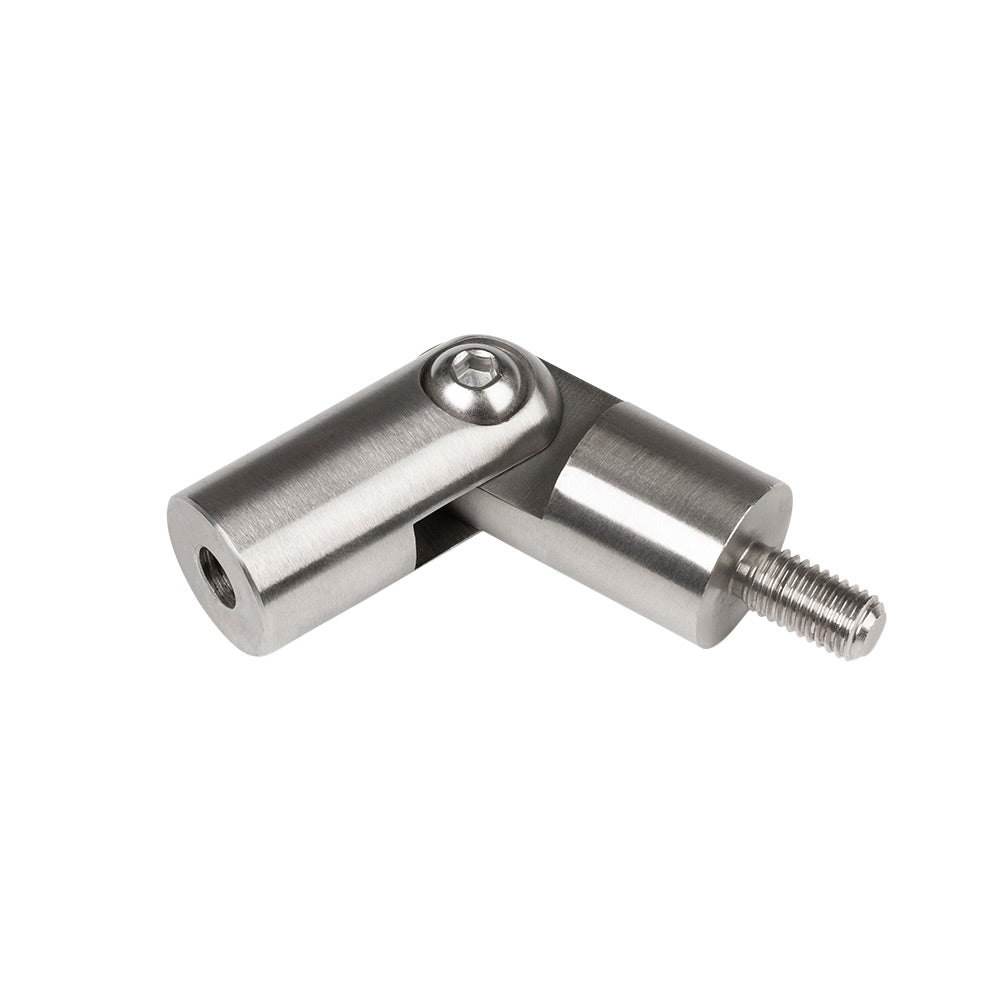 Close-up of the Stainless Steel Le Feu Dome Angle Ceiling Mount showing the angled joint