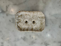 Rectangular handmade soap dish with speckled glaze and drainage holes by Lee Simmonds