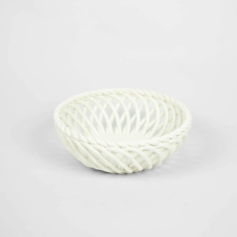 Ruth white handmade porcelain lattice basket by Olsson & Jensen