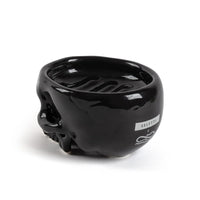 Back view of Brain Wash black porcelain soap holder with Seletti Propaganda logo
