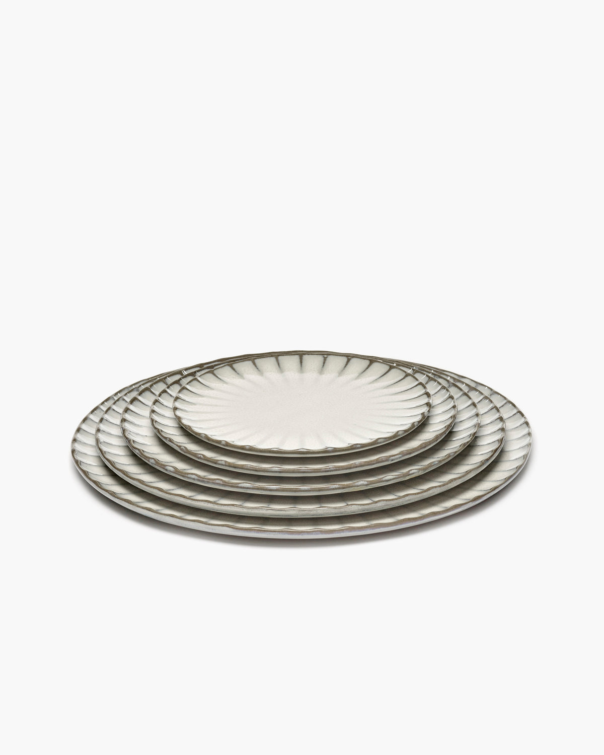 Stack of white Inku plates by Sergio Herman for Serax