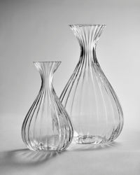 Inku ribbed glass carafes by Sergio Herman for Serax grouped together in different sizes