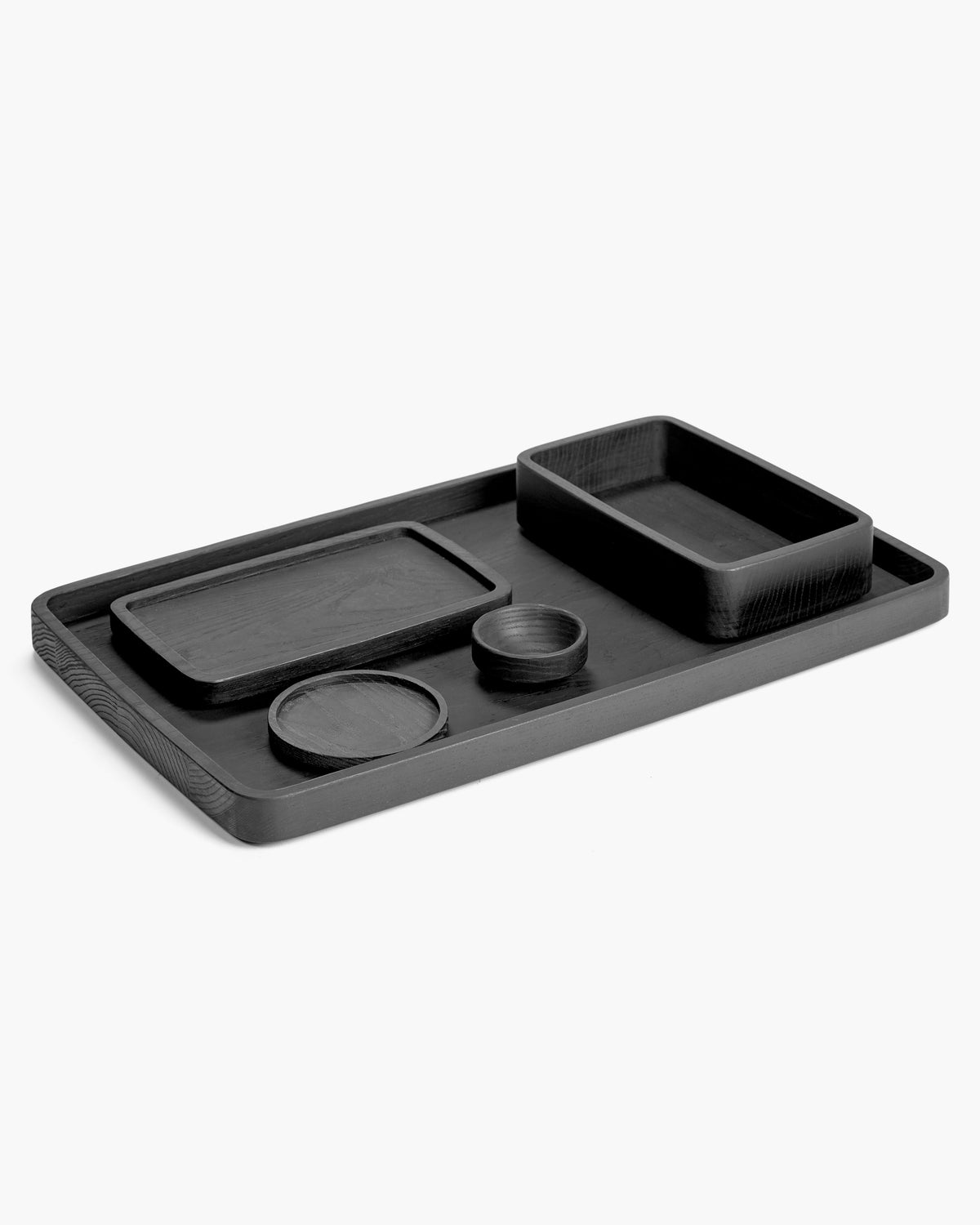 Serax Passe-partout carbonised ash coasters and tray together