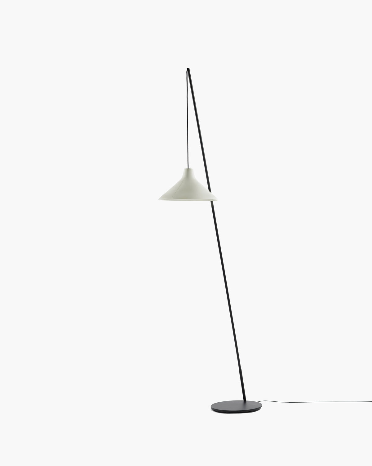 Seam floor lamp by Seppe Van Heusden for Serax with white porcelain shade and black steel arm