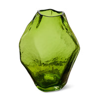Front view of Nienke Sikkema for HKLIVING gemstone vase in peridot green faceted glass