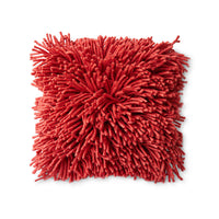 HKLIVING rugged woollen square cushion in cherry red, 50x50cm, shaggy high pile texture (including filler)
