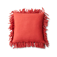 HKLIVING rugged woollen cushion in cherry red, back view showing cotton reverse and cushion shape
